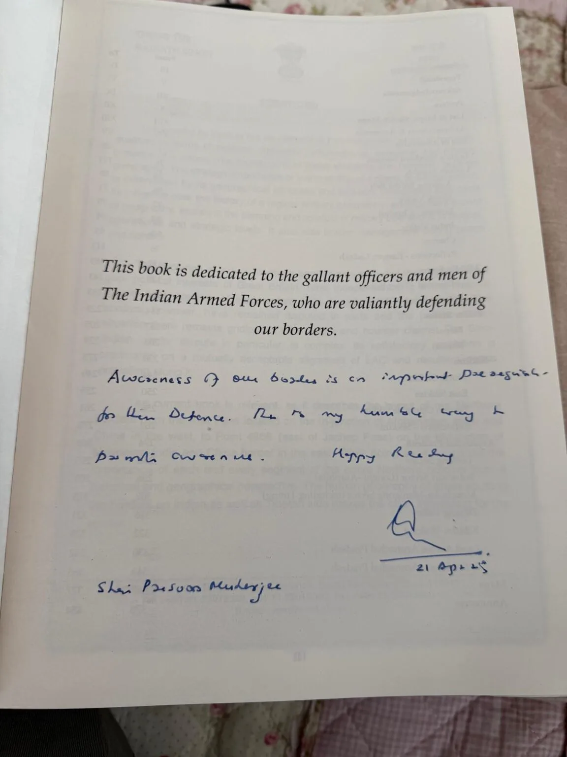 'ble Chief of Defence Staff of Indian Armed Forces to our Chairman